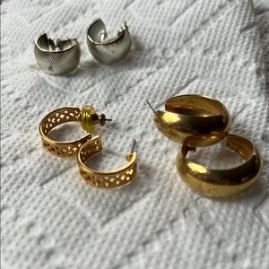 Elegant Gold and Silver Hoop Earrings Set